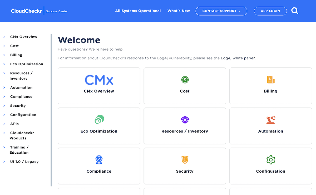 CloudCheckr knowledge base interface