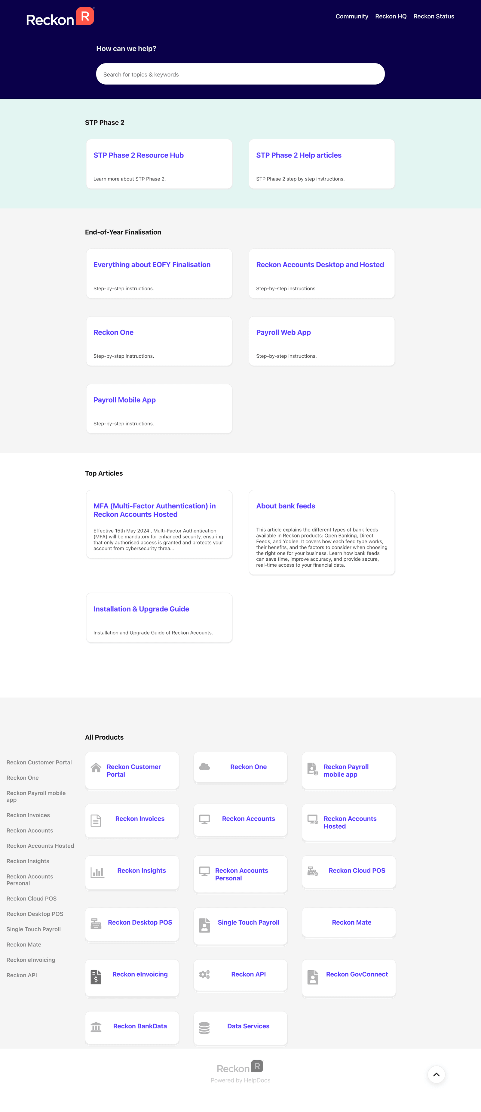 Reckon knowledge base interface